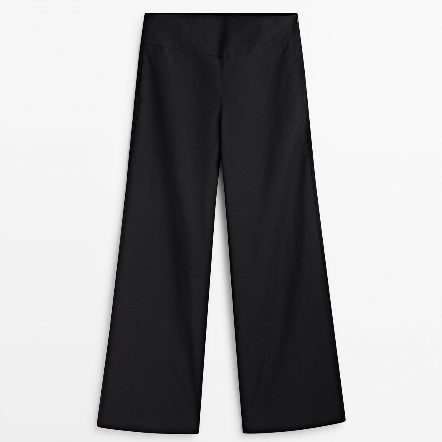 

Брюки Massimo Dutti Cotton Blend Wide-leg Technical, черный