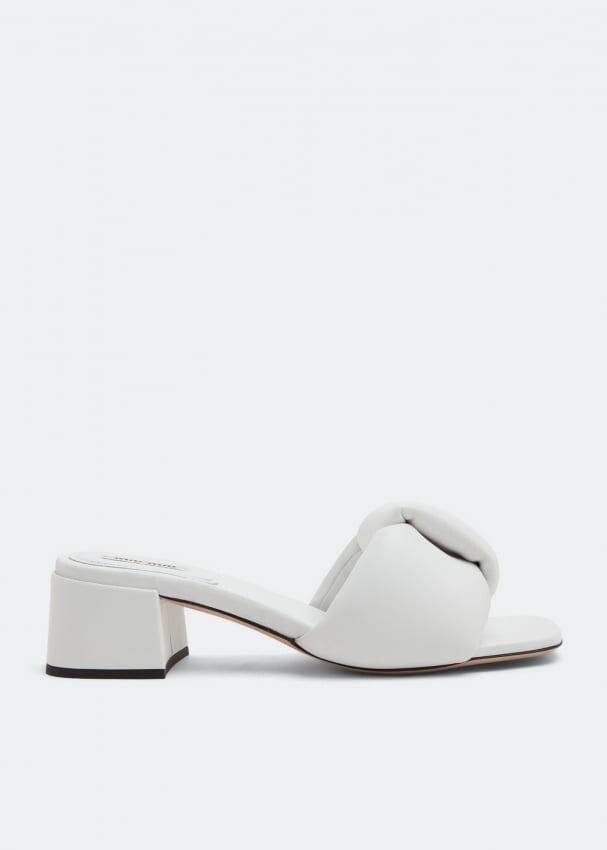 

Мюли MIU MIU Puffy nappa leather mules, белый