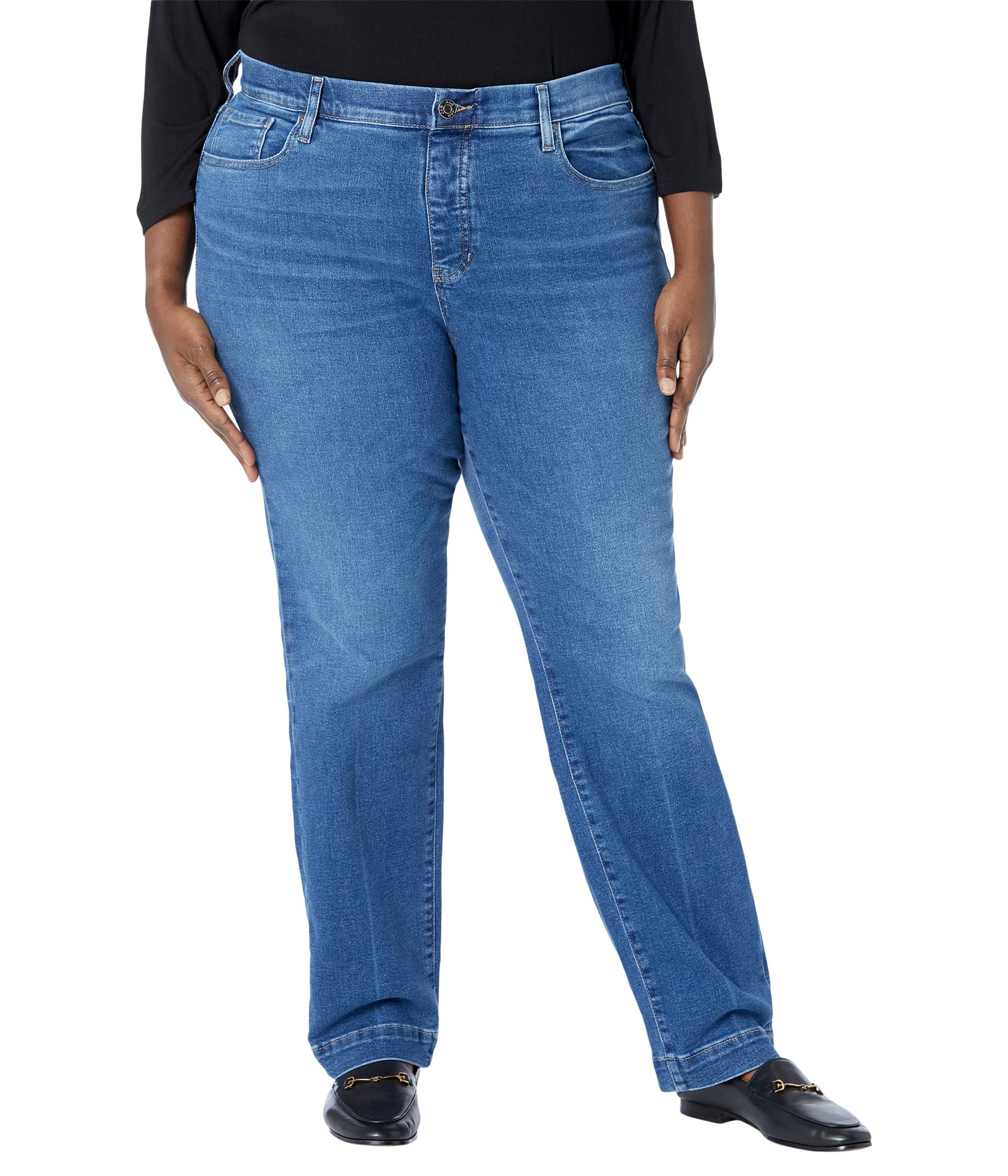 цена Джинсы Jag Jeans, Plus Size Valentina High-Rise Straight Leg Pull-On Jeans
