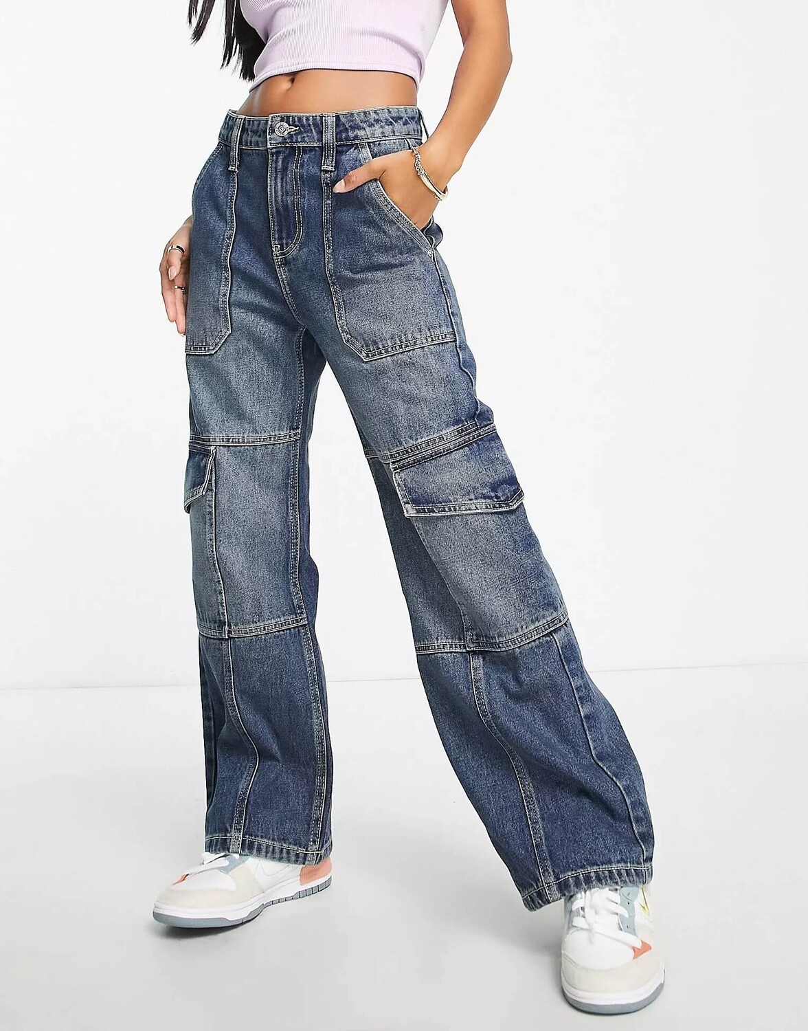 

Джинсы Miss Selfridge Petite Cargo Wide Leg, темно-синий