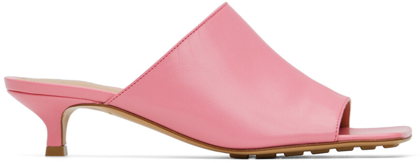 

Розовые эластичные мюли на каблуке Bottega Veneta