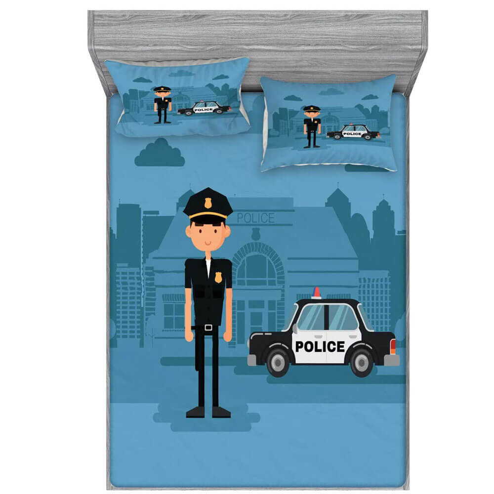 

Комплект постельного белья Lunarable Police, 3 предмета, синий