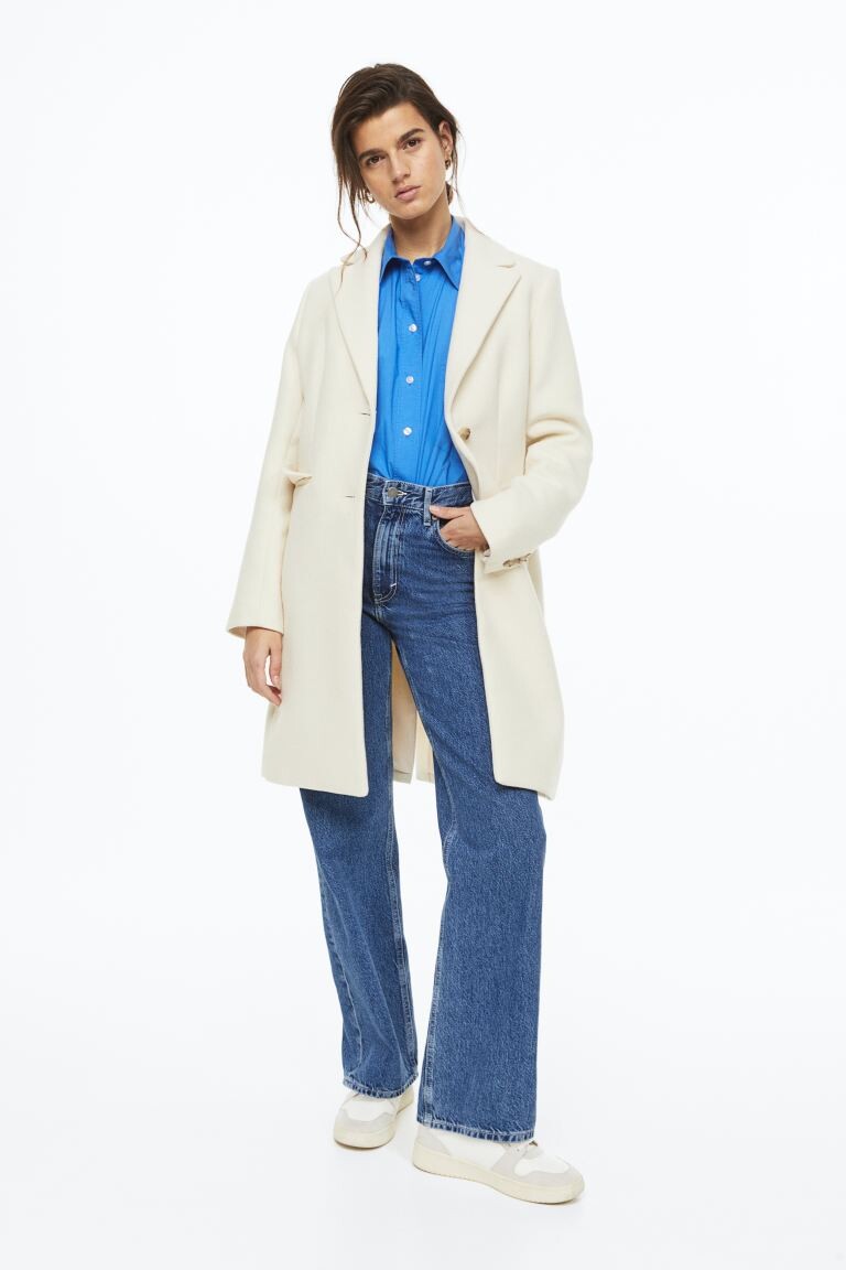 

Однобортное пальто H&M, сливочный