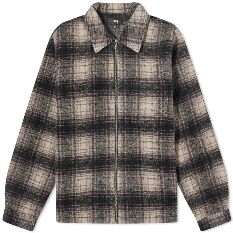 

Рубашка Stussy Wool Plaid Zip, бежевый/черный