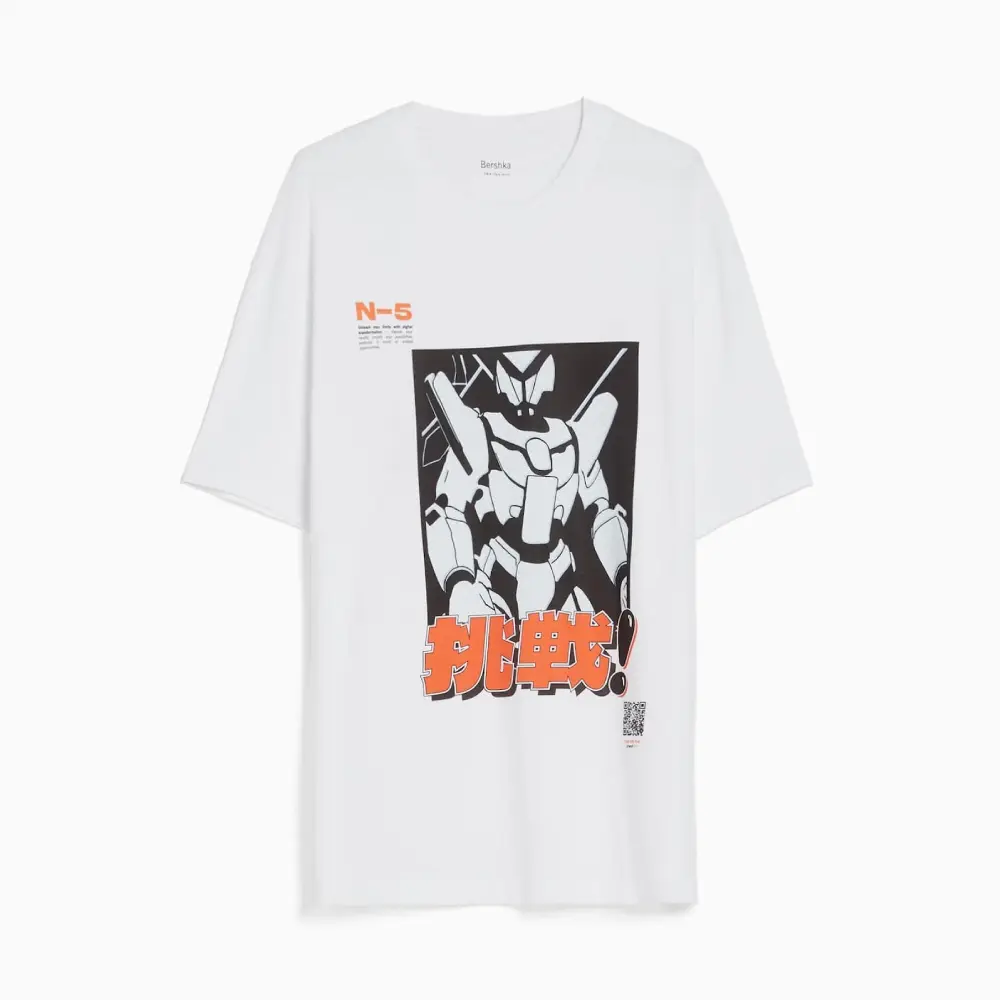 

Футболка Bershka Wearable Art Boxy Fit, белый