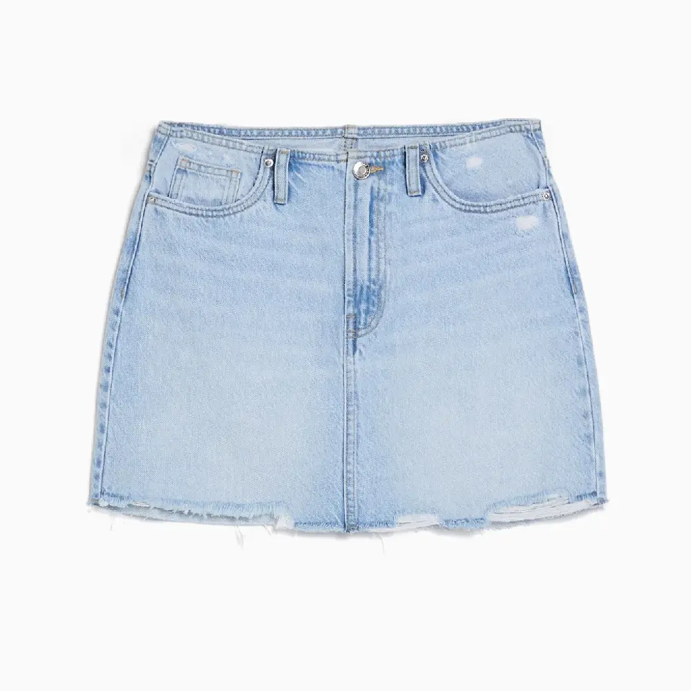 

Юбка Bershka Vintage-effect Denim Mini, голубой