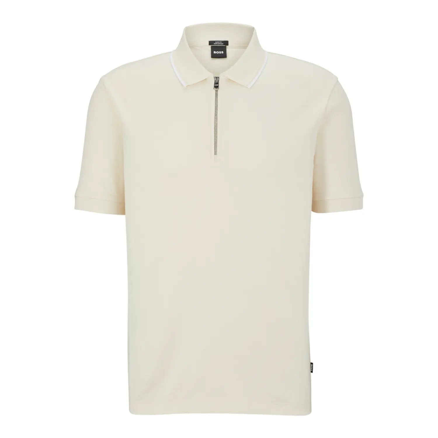 

Рубашка-поло Hugo Boss Zip-neck Slim-fit In Interlock Cotton, бежевый