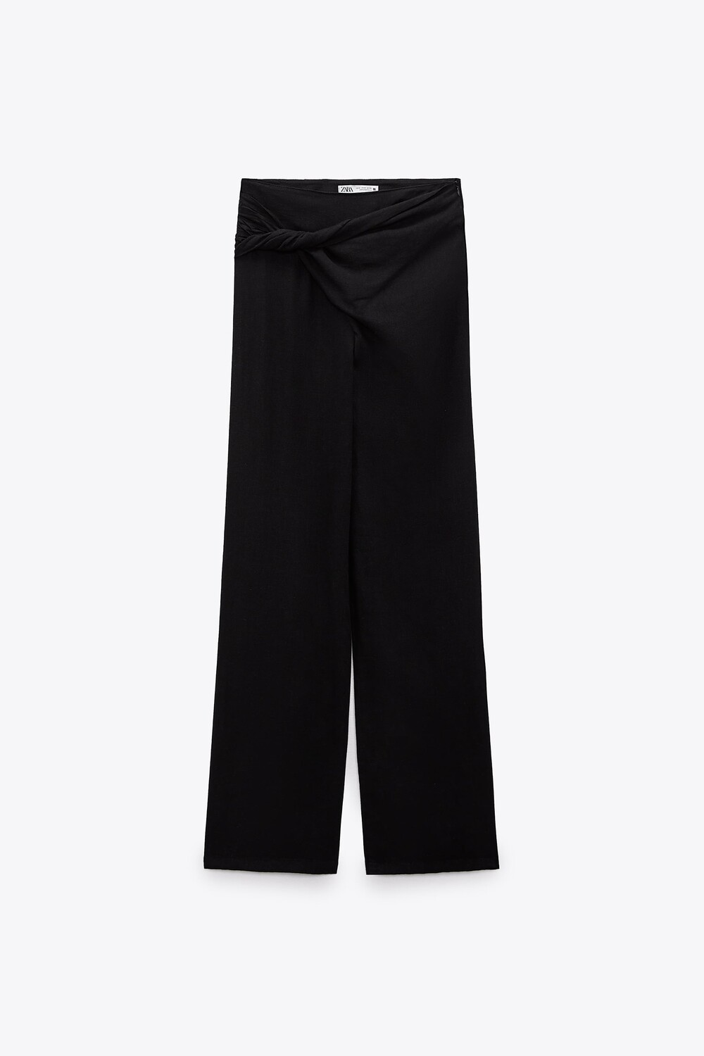

Брюки Zara With Knot Linen Blend Wrap, черный