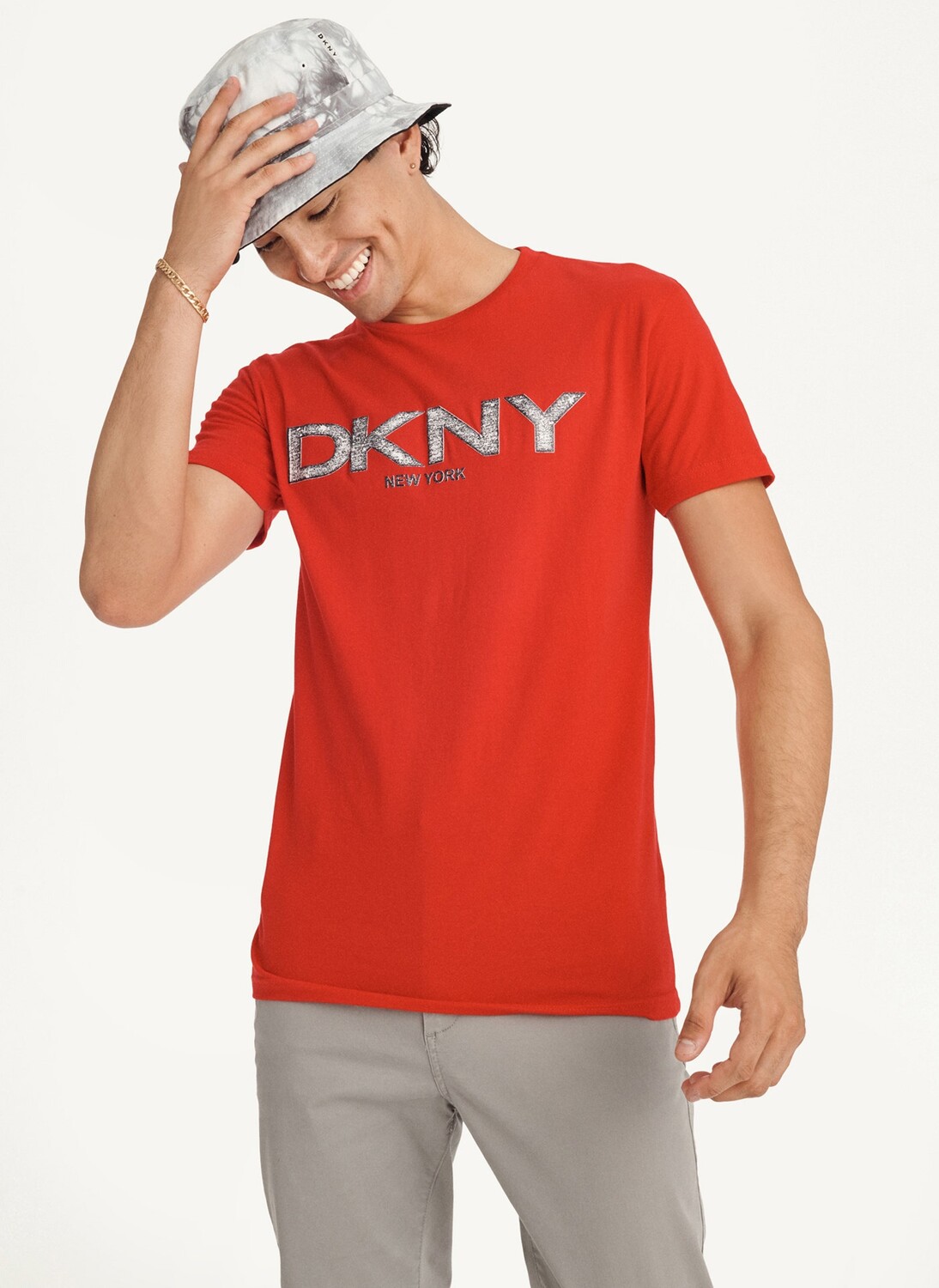 

Футболка с металлизированным логотипом Puff DKNY, Красный