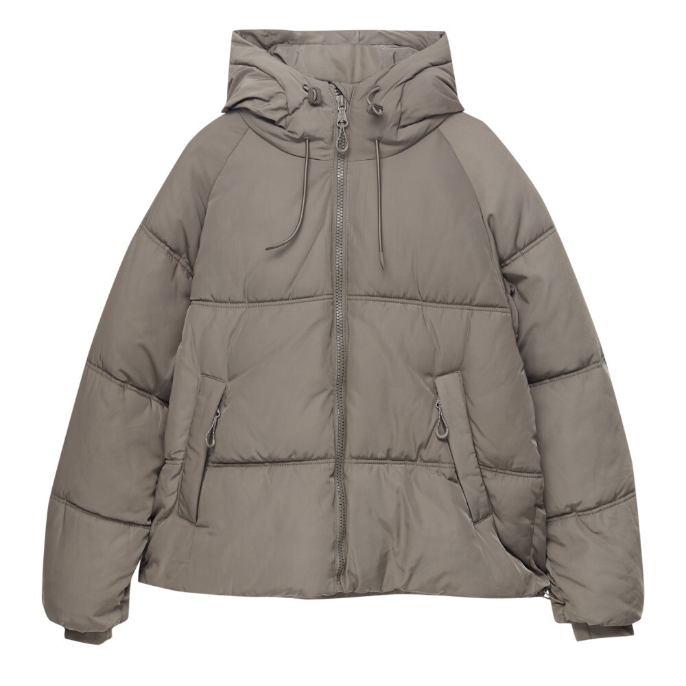

Куртка Pull&Bear Hooded Puffer, хаки