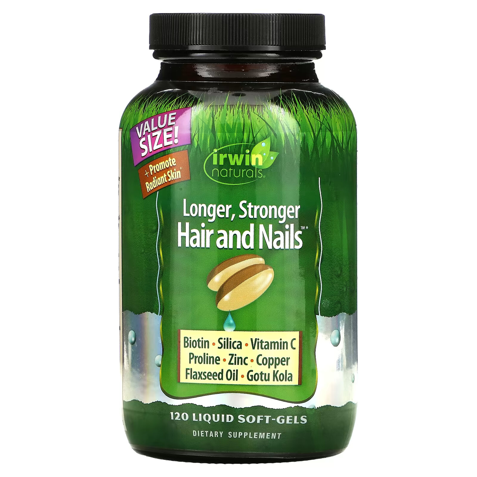 Irwin Naturals, Healthy Skin & Hair Plus Nails, 120 мягких желатиновых капсул с жидкостью irwin naturals yohimbe plus максимальное улучшение 100 желатиновых капсул