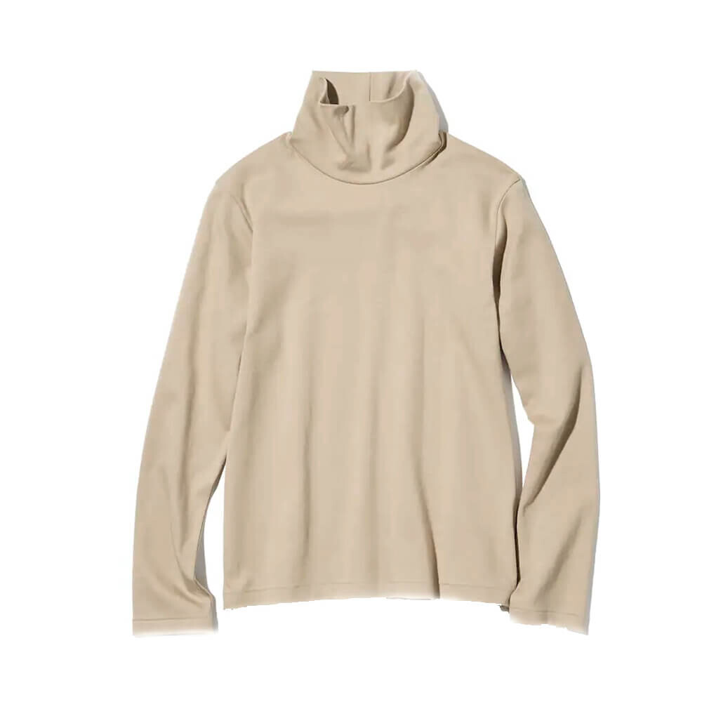 

Лонгслив Uniqlo Smooth Stretch Cotton Turtleneck, бежевый