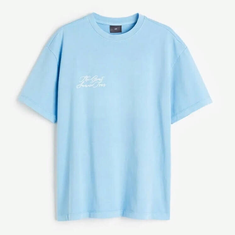 

Футболка с принтом H&M Summer Tour Relaxed Fit, голубой