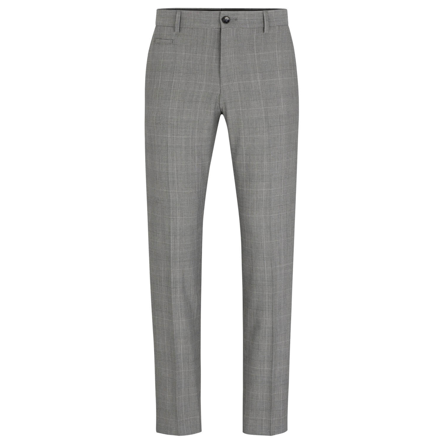 

Брюки Boss Slim-Fit In Checked Crease-Resistant Fabric, серый