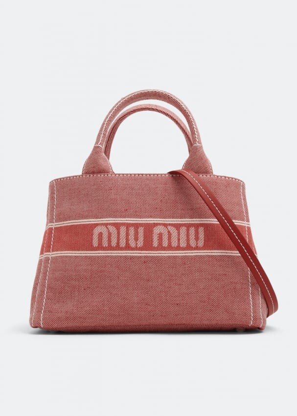 

Сумка-тоут MIU MIU Denim logo tote bag, красный