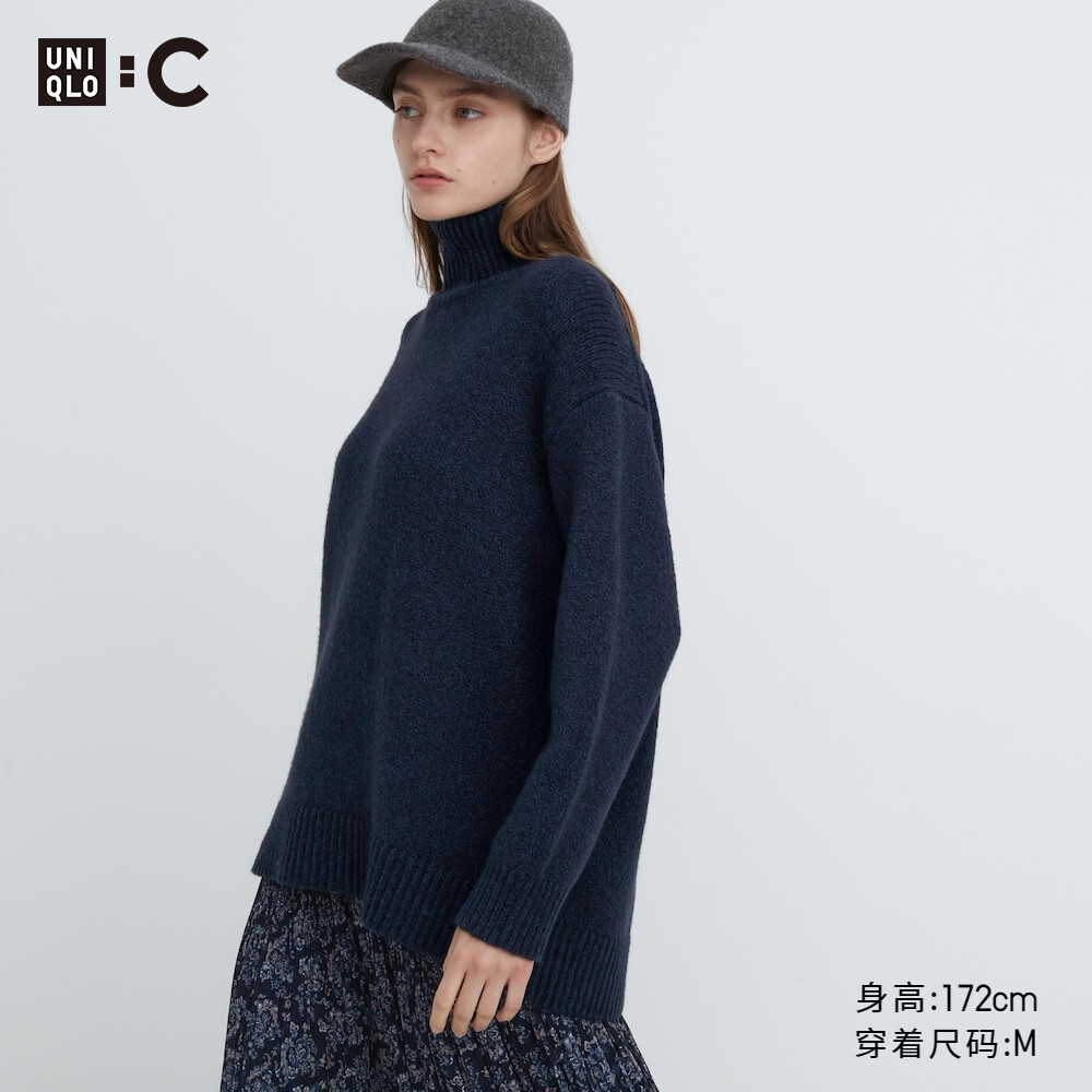 

Свитер Uniqlo с высоким воротником и длинными рукавами, темно-синий