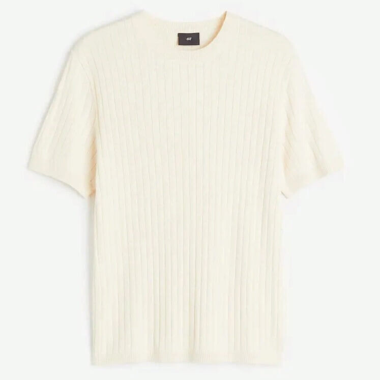 

Футболка H&M Regular Fit Rib-knit, светло-бежевый