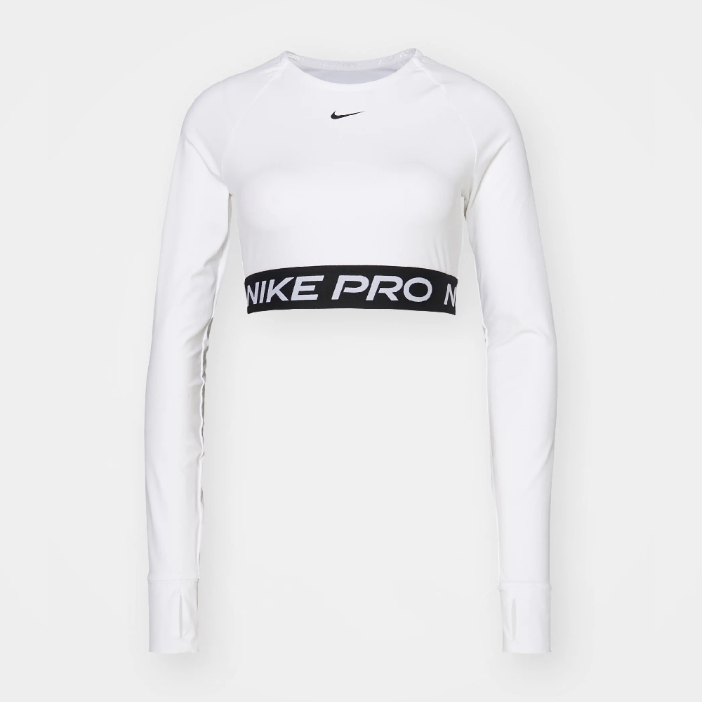 Лонгслив Nike Performance Pro Crop, белый/черный леггинсы nike performance 365 crop черный
