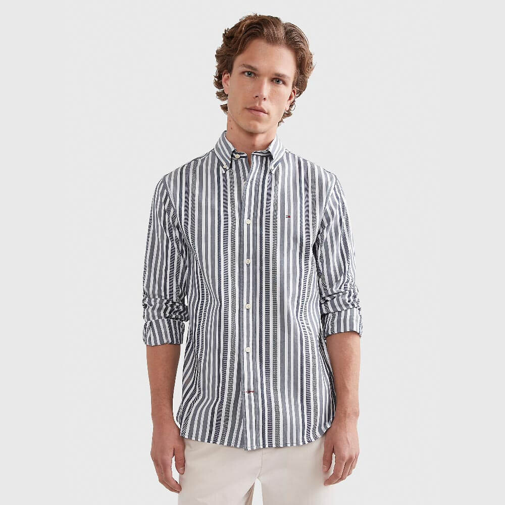 

Рубашка Tommy Hilfiger Regular Fit Stripe, темно-серый/белый