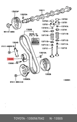 Ролик ремня ГРМ 1350567042 TOYOTA LEXUS