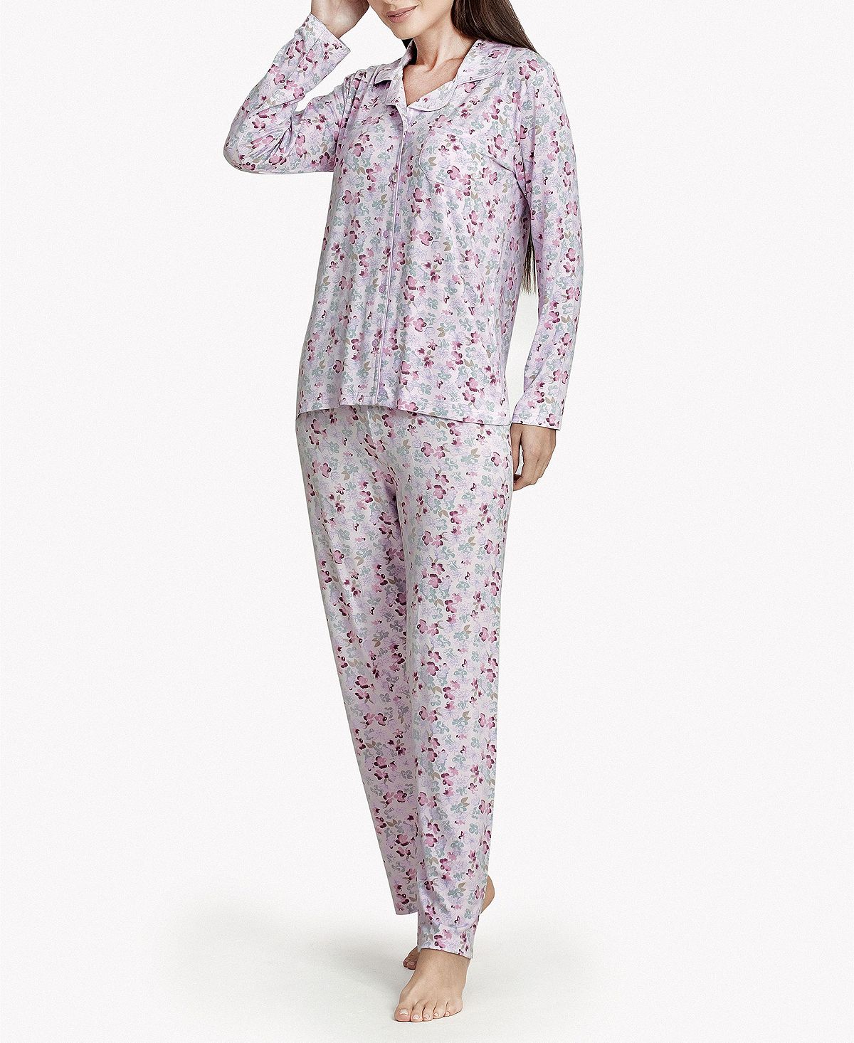 

Женский мягкий пижамный комплект с длинными рукавами с цветочными нотами MOOD Pajamas, мульти