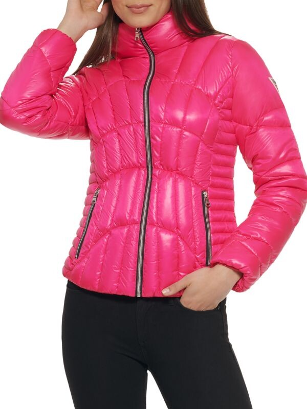 

Стеганая куртка-пуховик Guess Hot pink, Серый