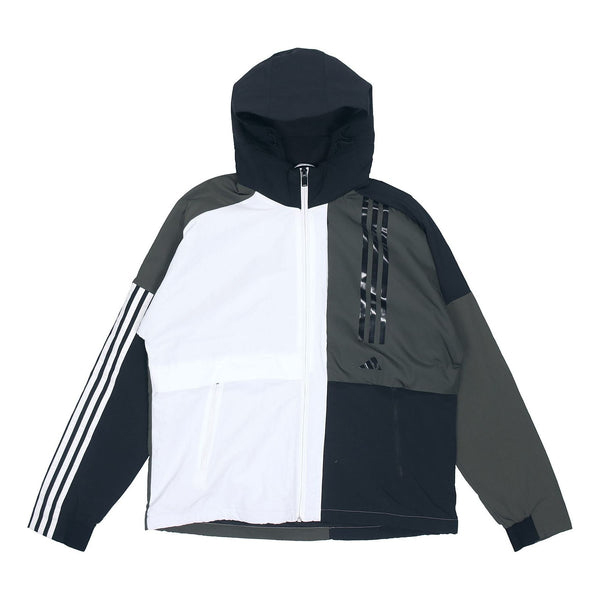 Куртка Adidas O2 Wb Cb Fleece Lined Logo Casual Sports Hooded White, Белый/Черный/Серый