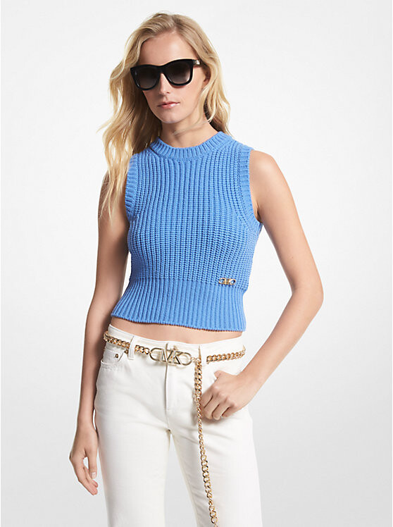 

Топ Michael Michael Kors Sleeveless Merino Wool Blend, синий