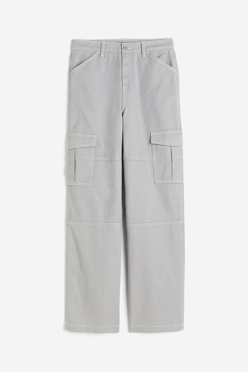 

Брюки H&M Twill Cargo, светло-серый