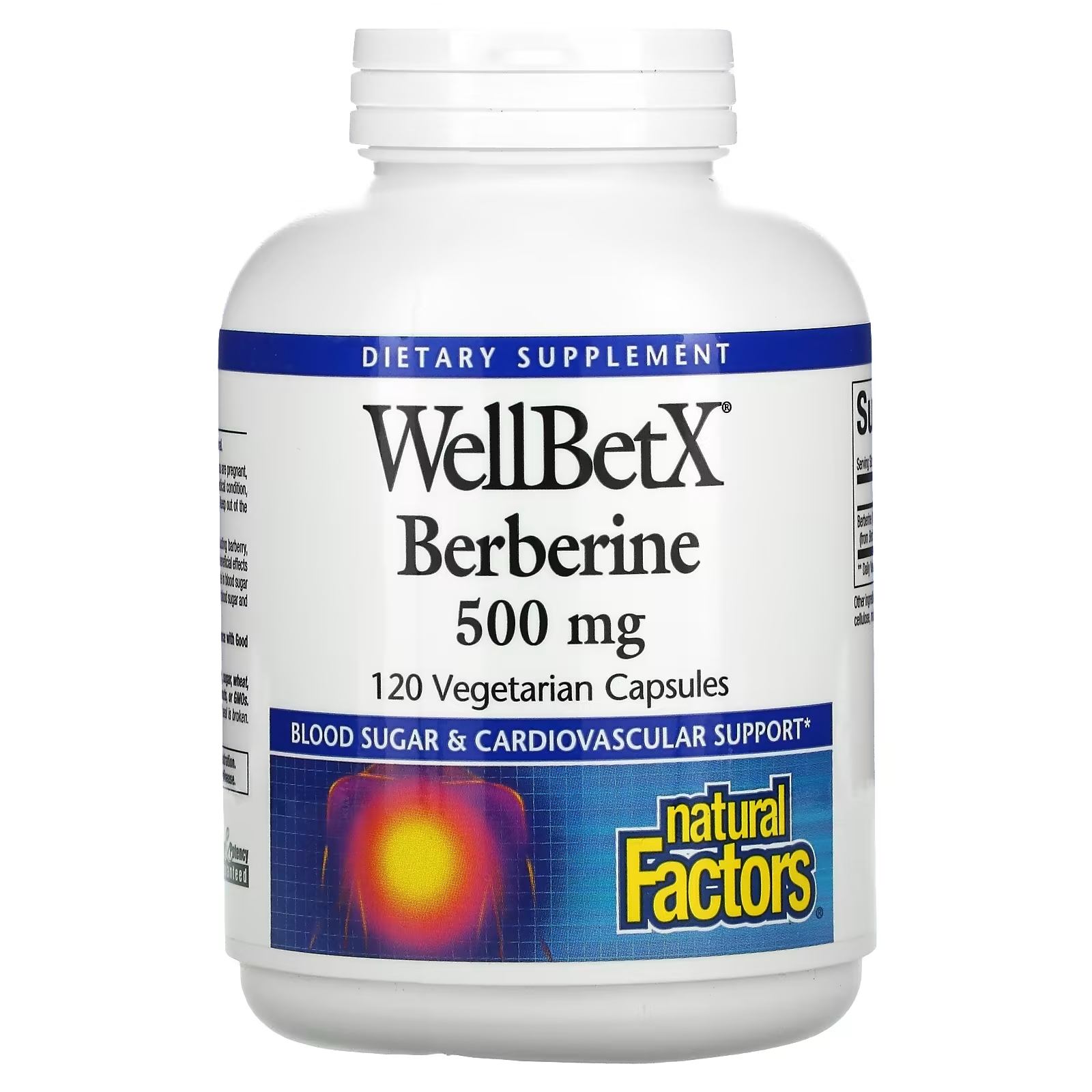цена Natural Factors WellBetX берберин 500 мг, 120 вегетарианских капсул