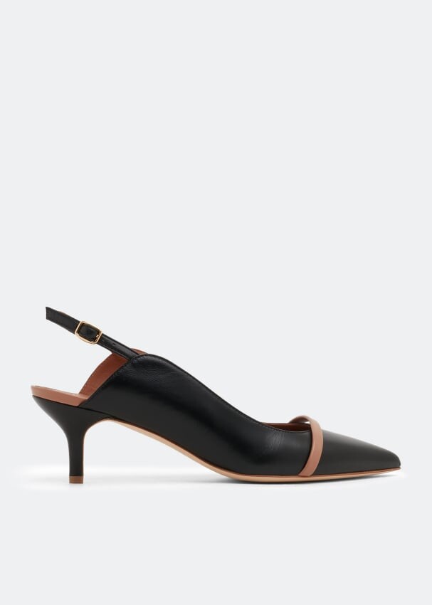 Туфли MALONE SOULIERS Marion slingback pumps, черный заостренные туфли с ремешком на пятке