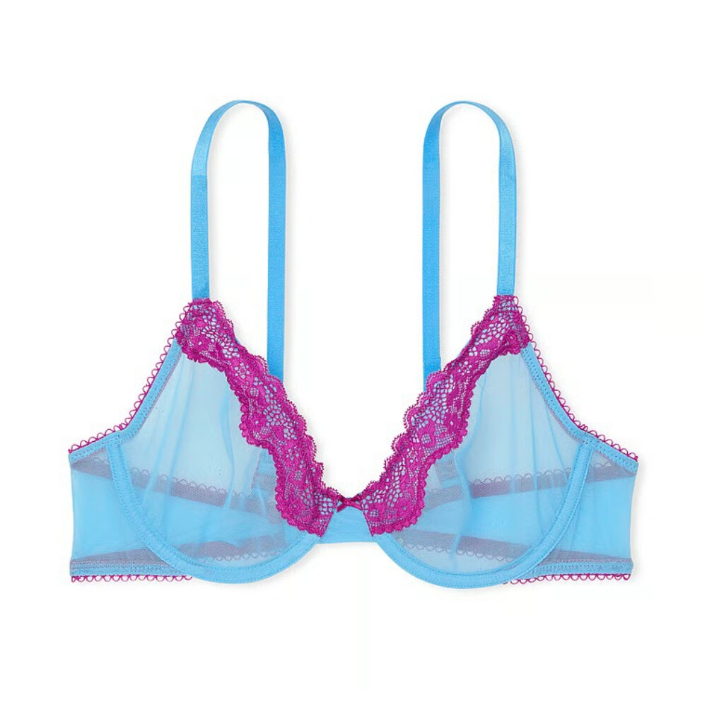 

Бюстгальтер Victoria's Secret Fun & Flirty Unlined Demi, голубой/фуксия
