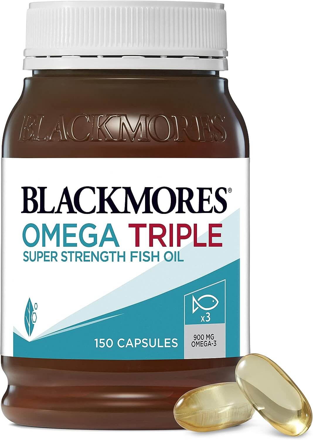 Пищевая добавка Blackmores Omega Triple Super Strength, 150 капсул barlean s омега 3 рыбий жир лимонный крем 454 г 16 унций