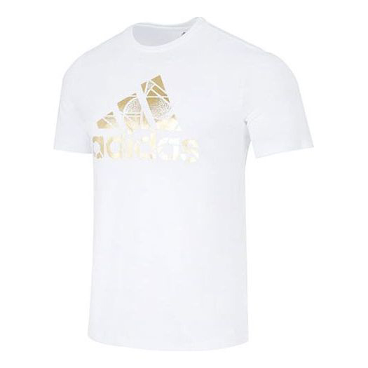 Футболка Adidas Large Logo Printing Casual Round Neck Short Sleeve White, Белый casual women long sleeve o neck top