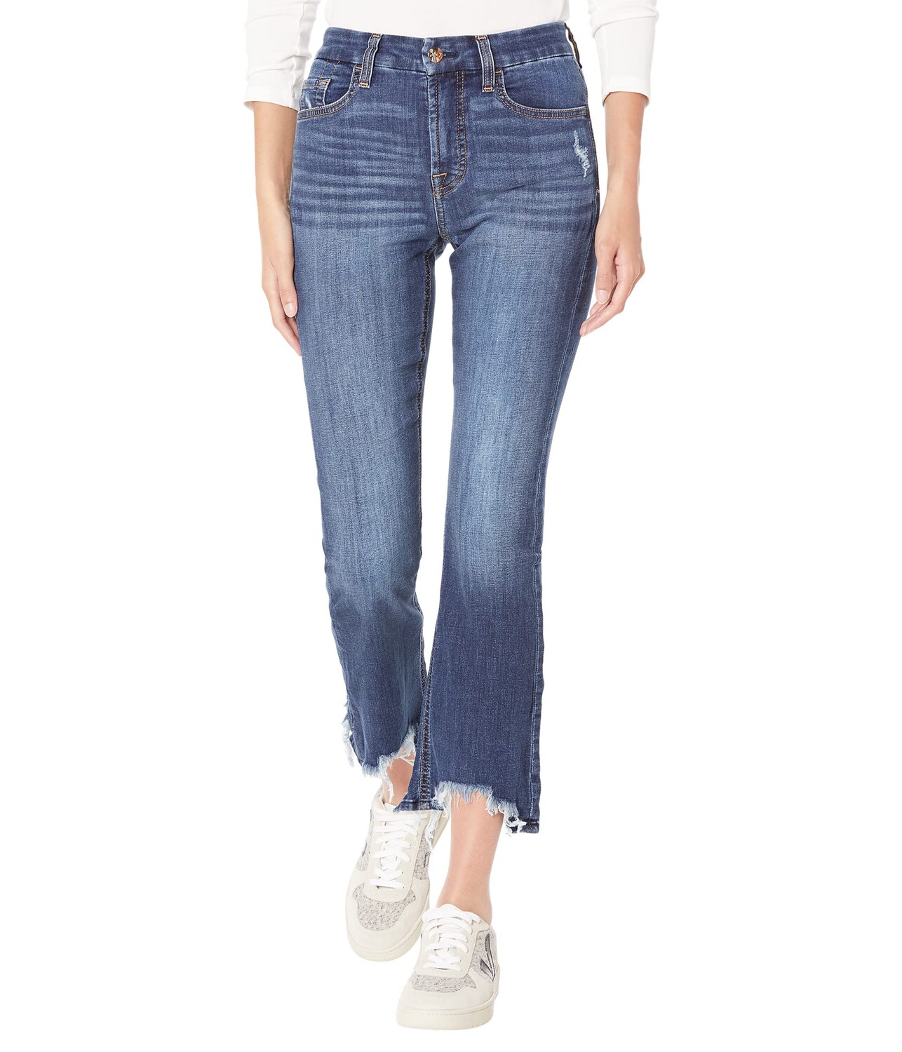 

Джинсы JEN7, Cropped Kick w/ Long Side Hem in Linda