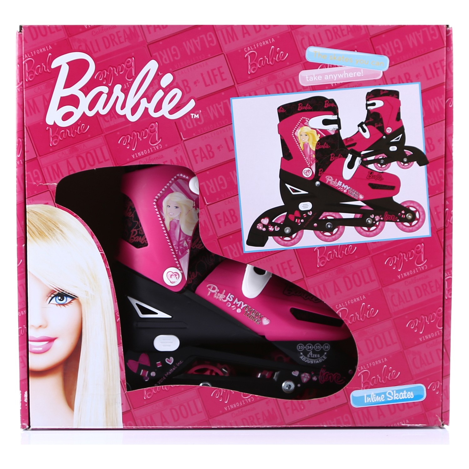 Роликовые коньки Barbie, розовый 4 шт светящиеся роликовые коньки с подшипниками роликовые коньки аксессуары двухрядные роликовые коньки износостойкие