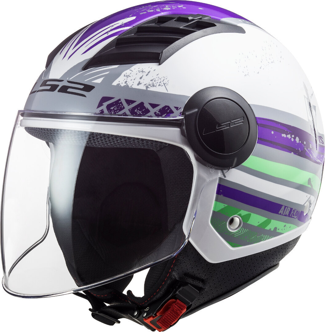 Шлем LS2 OF562 Airflow Ronnie Реактивный, бело-пурпурный