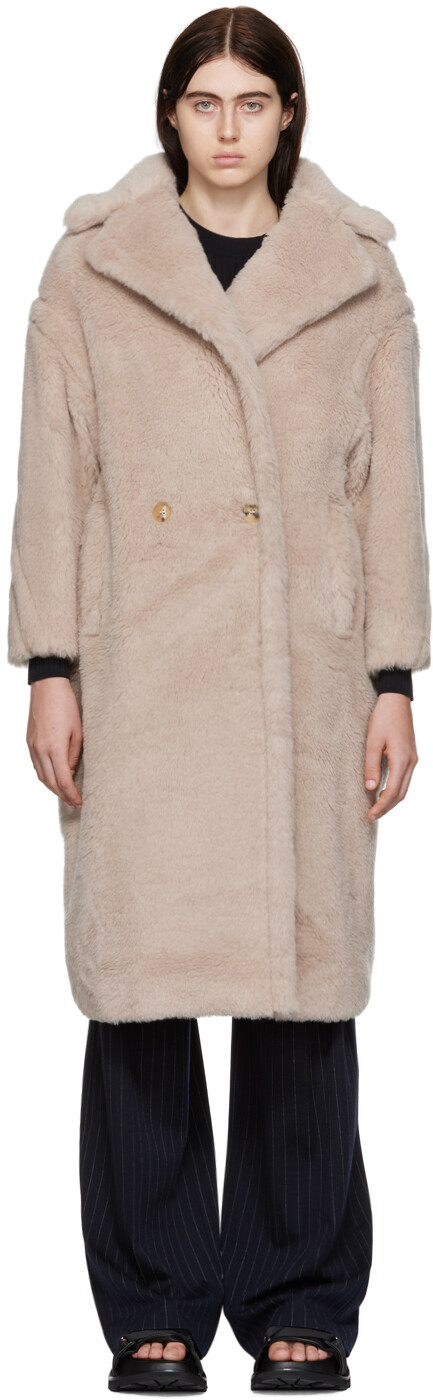 

Бежевое пальто из искусственного меха Tedgirl Max Mara, Бежевый