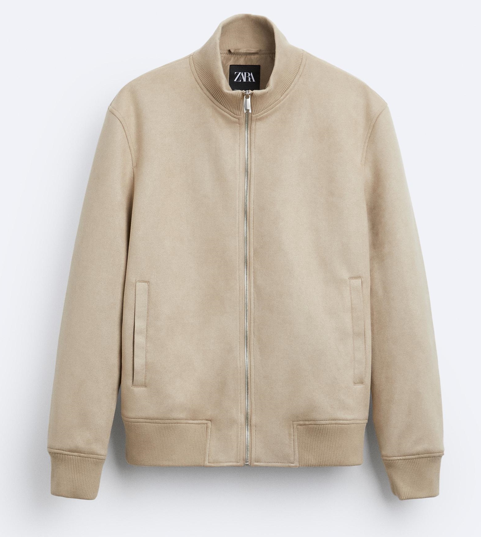 Куртка-бомбер Zara Faux Suede, бежевый куртка утепленная zara faux серо коричневый