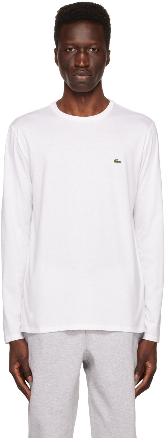 

Белая футболка с длинным рукавом с круглым вырезом Lacoste, Белый