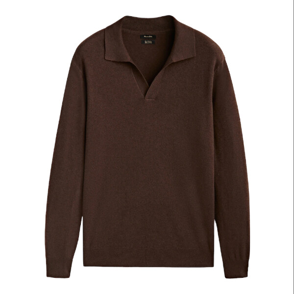 

Свитер Massimo Dutti Wool And Cashmere Blend Polo, коричневый