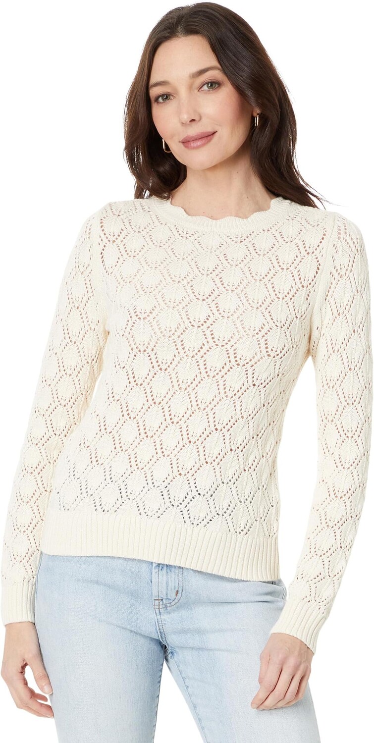 

Свитер Lilla P Pointelle Stitch Crewneck Sweater, слоновая кость
