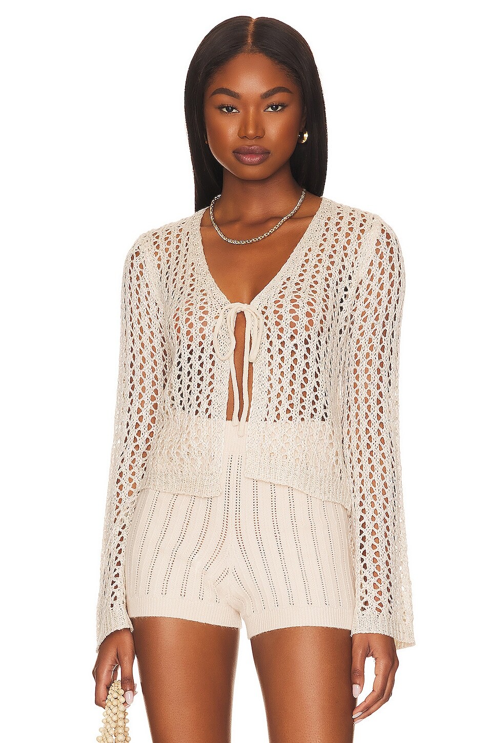 

Топ MORE TO COME Navea Tie Front, цвет Ivory Multi