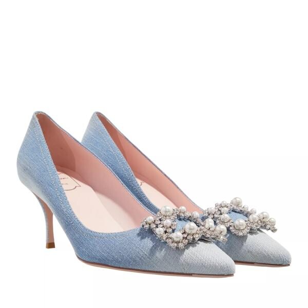 

Туфли flower strass pearl pumps in denim Roger Vivier, синий