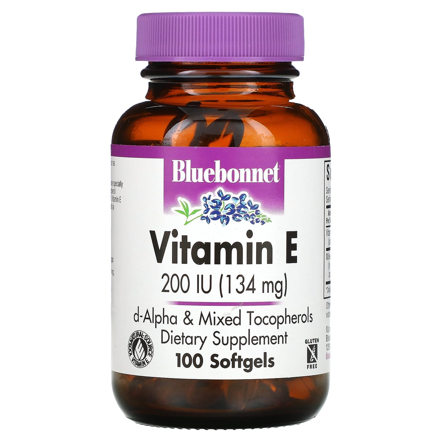 

Витамин E, 200 МЕ, 100 гелевых капсул, Bluebonnet Nutrition