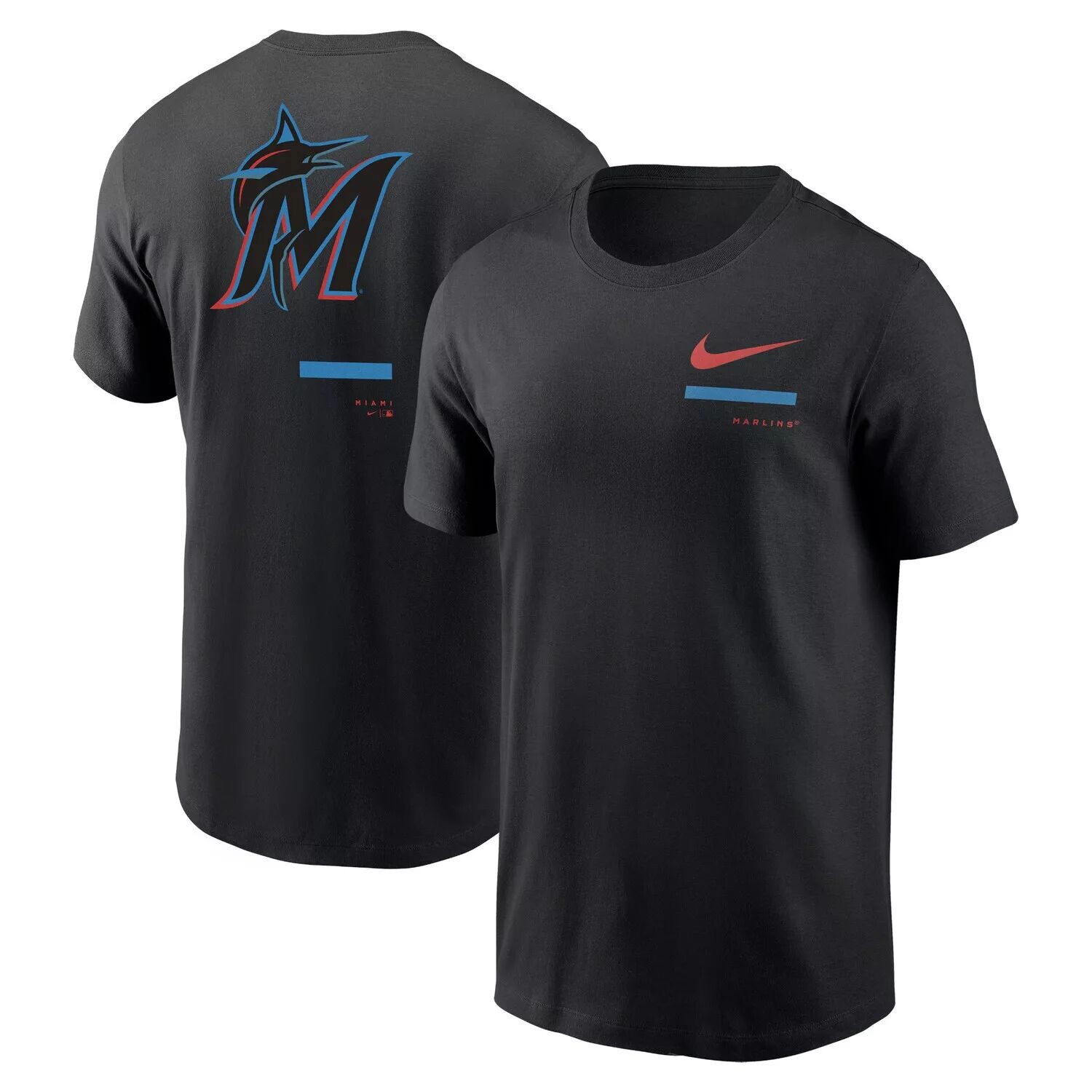 

Мужская черная футболка через плечо Miami Marlins Nike, Черный