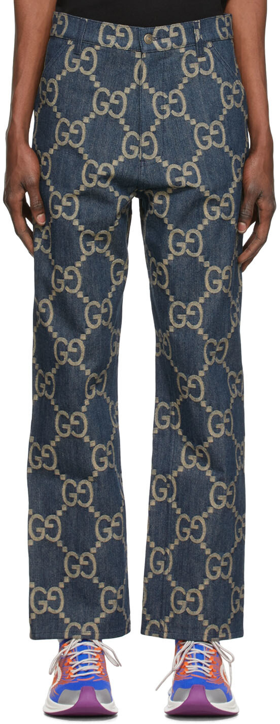 

Джинсы цвета индиго с ананасом Gucci