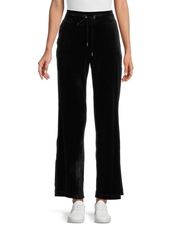 

Платиновые велюровые спортивные брюки в рубчик DKNY Black