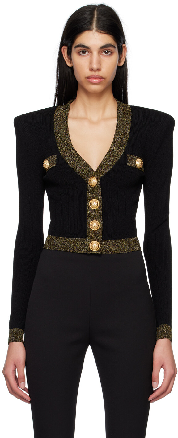

Черный укороченный кардиган Balmain