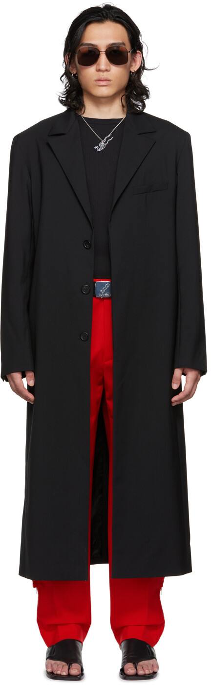 

SSENSE Exclusive Black Straight Slim Coat LU'U DAN, Черный
